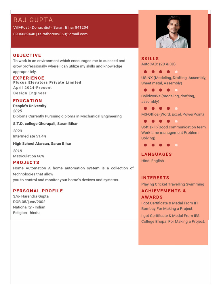 Mechanical Engineering Student Profile | PDF