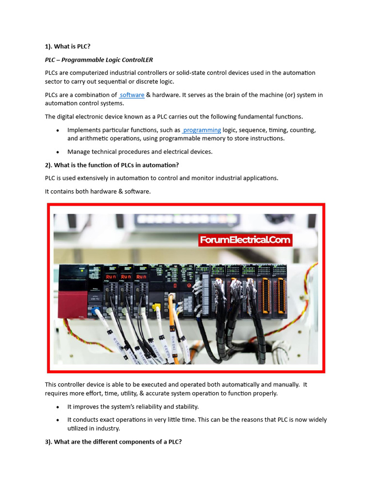 Understanding PLC: Functions & Components | PDF | Programmable Logic ...
