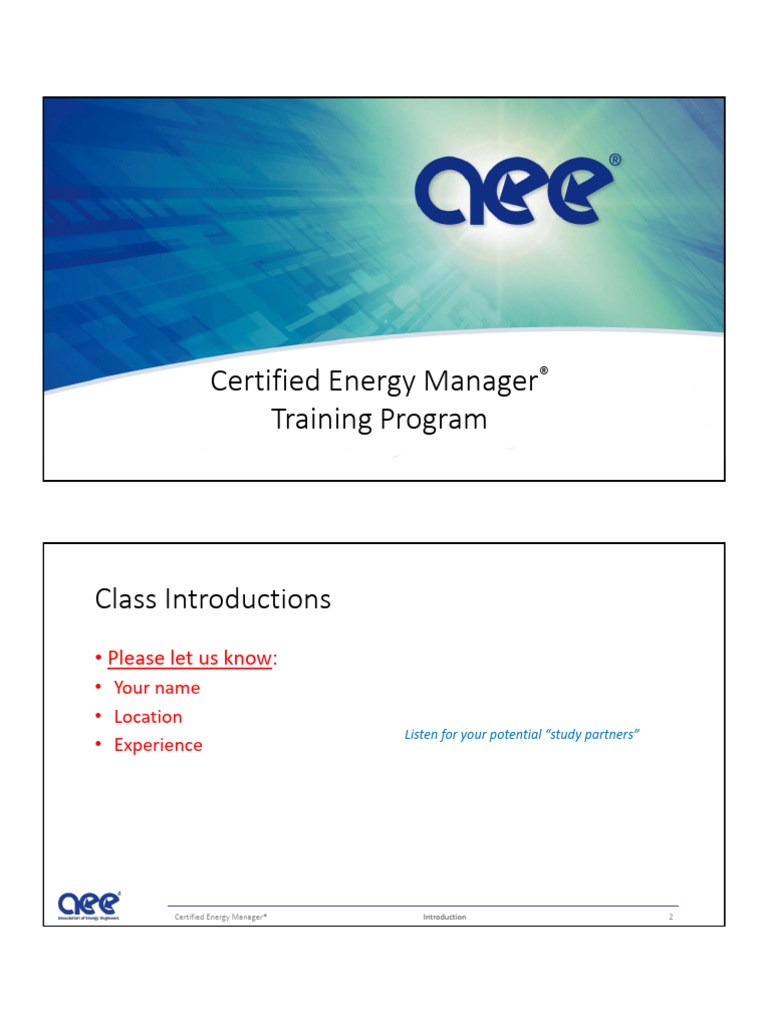 Certified Energy Manager Training Overview | PDF | Copyright | Watt