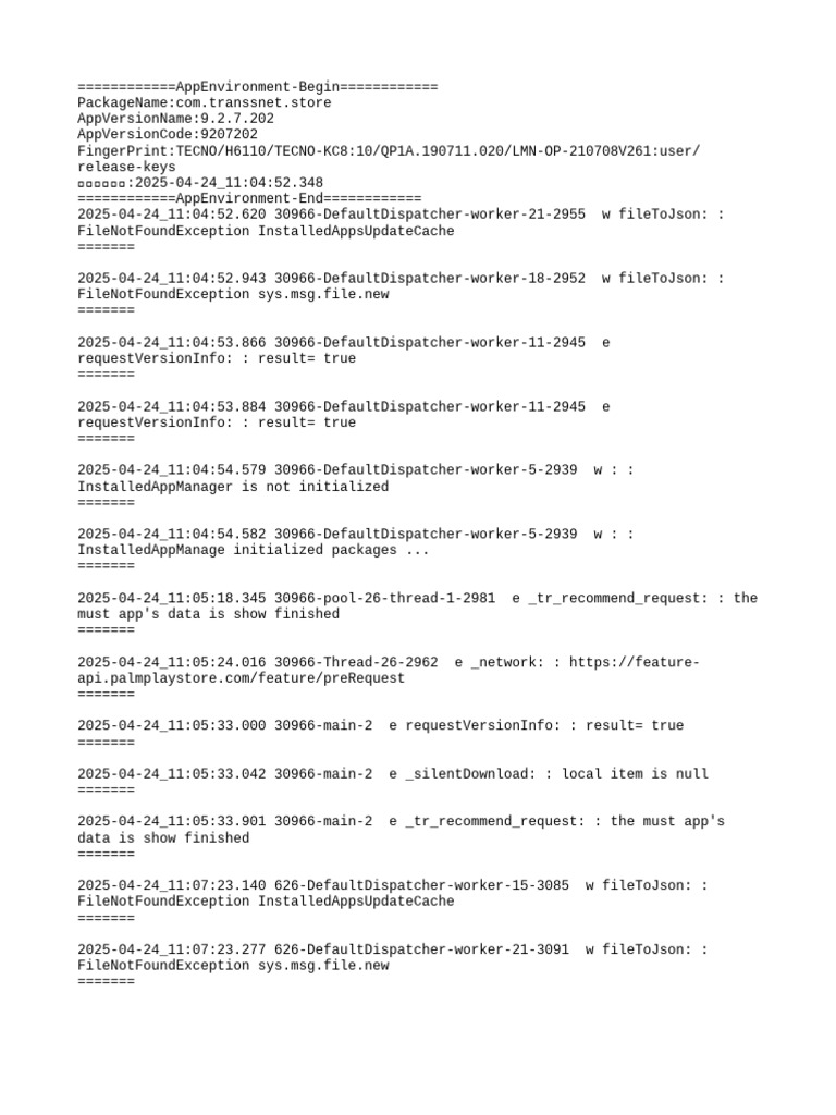 App Environment Log Analysis 2025 | PDF