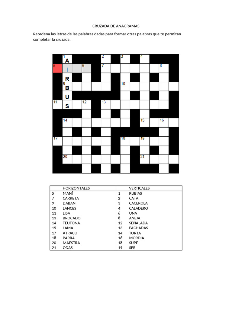 Anagramas y Crucigramas para Imprimir | PDF