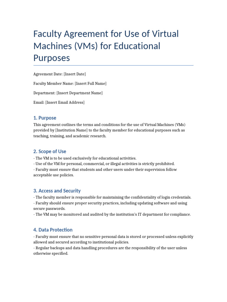 Faculty VM Usage Agreement for Education | PDF | Security | Computer ...