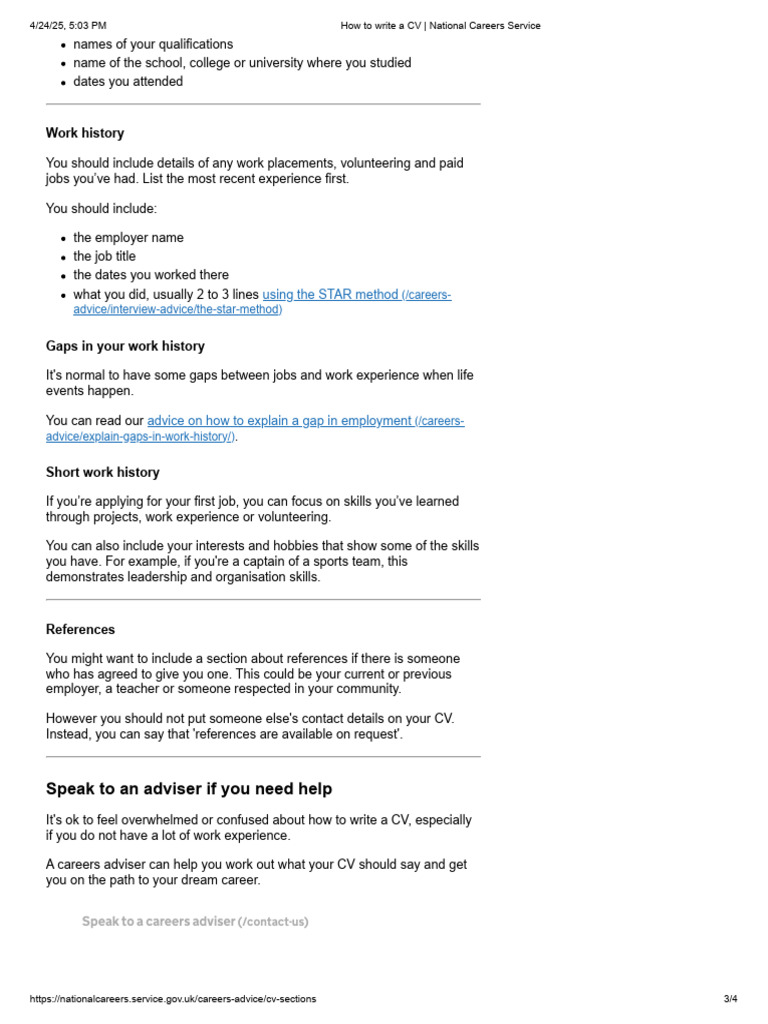 CV Writing Guide for Job Seekers | PDF