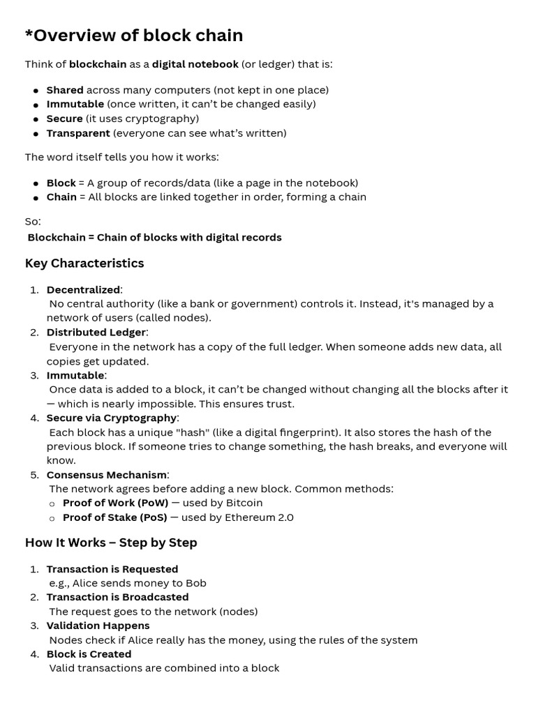 Overview of Block Chain | PDF | Bitcoin | Cryptocurrency