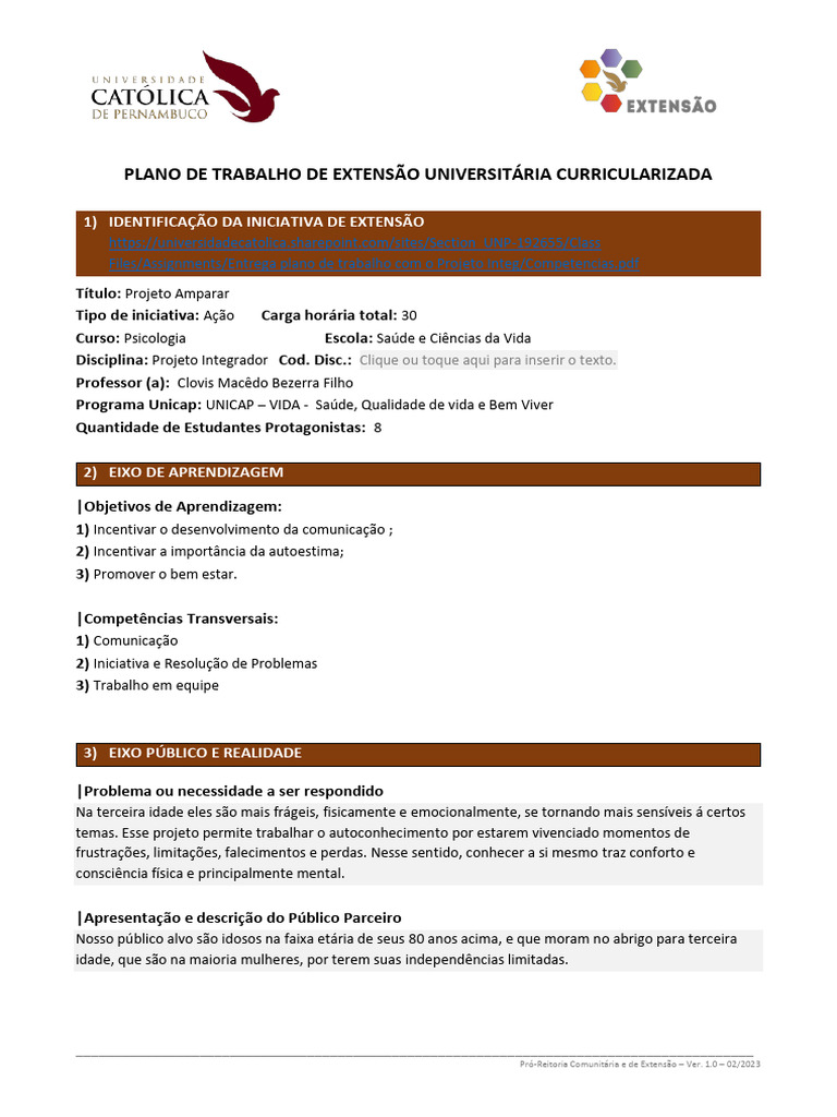 Projeto Amparar: Bem-Estar para Idosos | PDF | Comunicação | Bem-estar