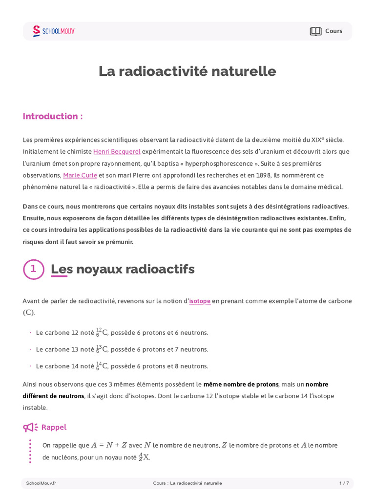 Comprendre la radioactivité naturelle | PDF | Noyau atomique ...