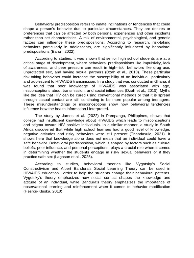 Behavioral Predisposition | PDF | Adolescence | Behavior