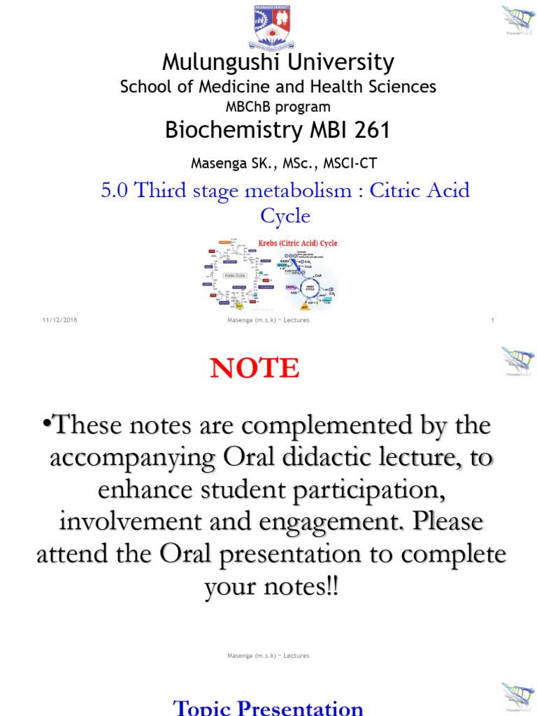 Citric Acid Cycle: Key Metabolic Pathways | PDF | Citric Acid Cycle ...