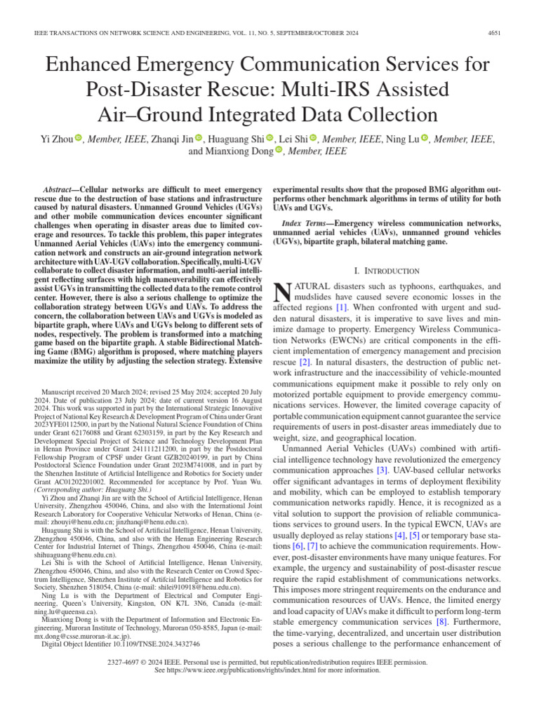 Enhanced Emergency Communication Services For PostDisaster Rescue Multi ...