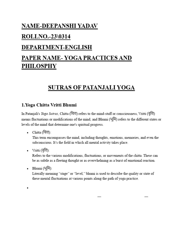 Understanding Chitta Vritti Nirodhah | PDF | Yoga | Meditation