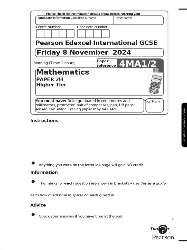 November 2024 Maths Paper 2H Details | PDF | Area | Length