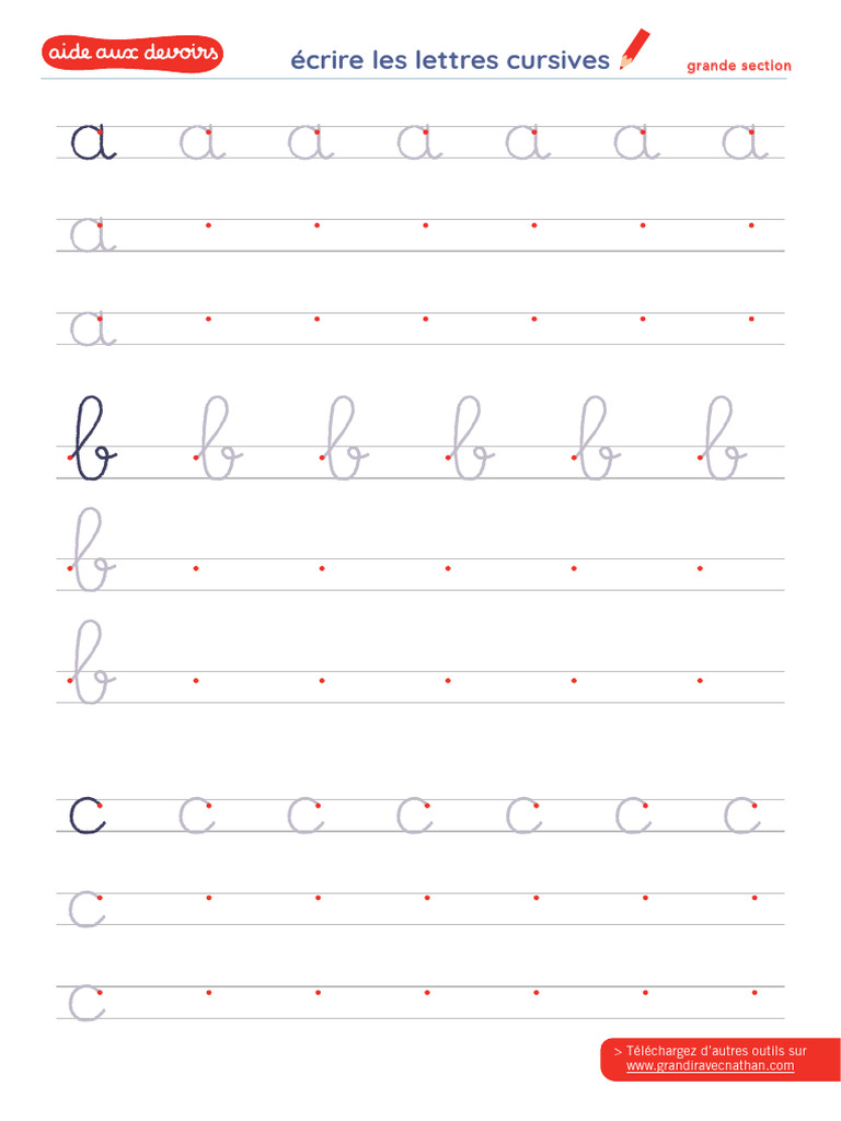 Lettres cursives minuscules à imprimer | PDF