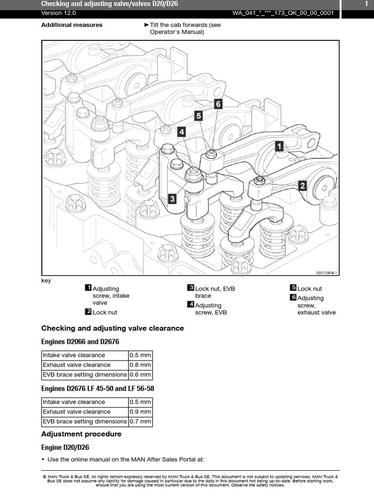 D2676 Valve Clearance Adjustment Guide | PDF | Motor Vehicle | Vehicles
