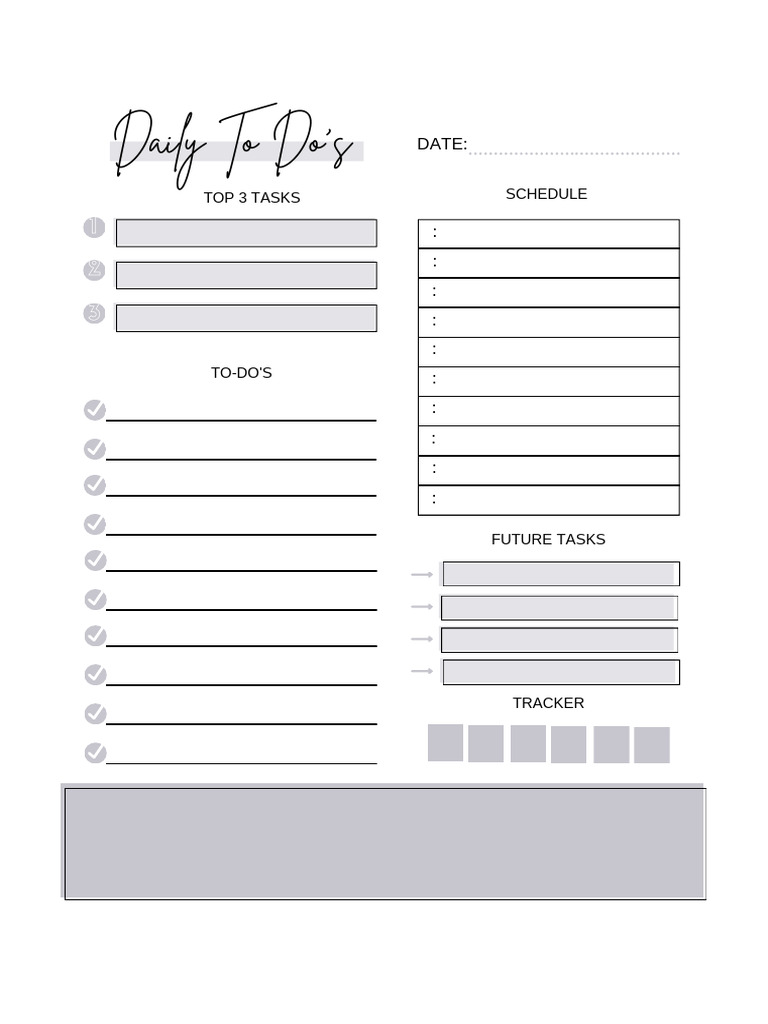 Daily Schedule Minimalist To Do List Printable Worksheet PDF | PDF