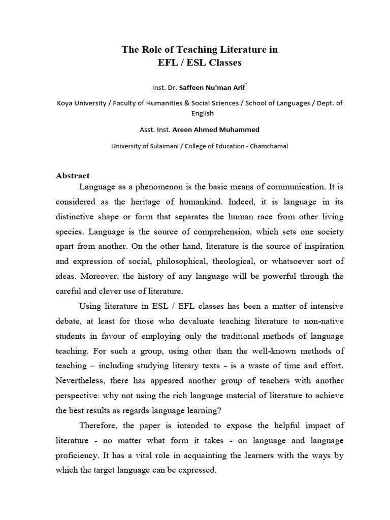 The - Role - of - Teaching - Literature - in - EFL - E | PDF | English ...