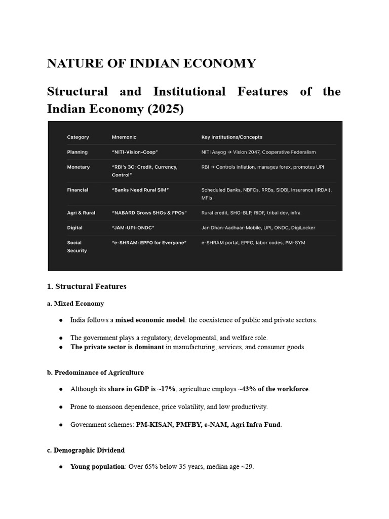 Overview of India's Economic Structure | PDF | Economy Of India ...