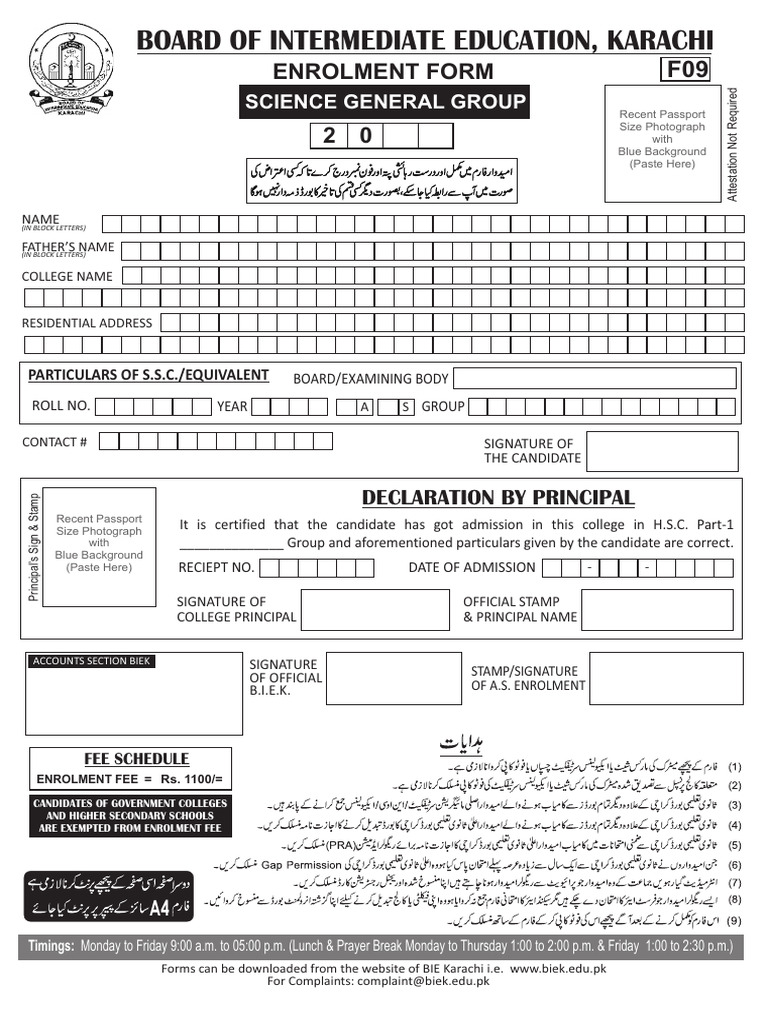 BIEK Enrollment Form for 2025 | PDF | Educational Stages | Schools