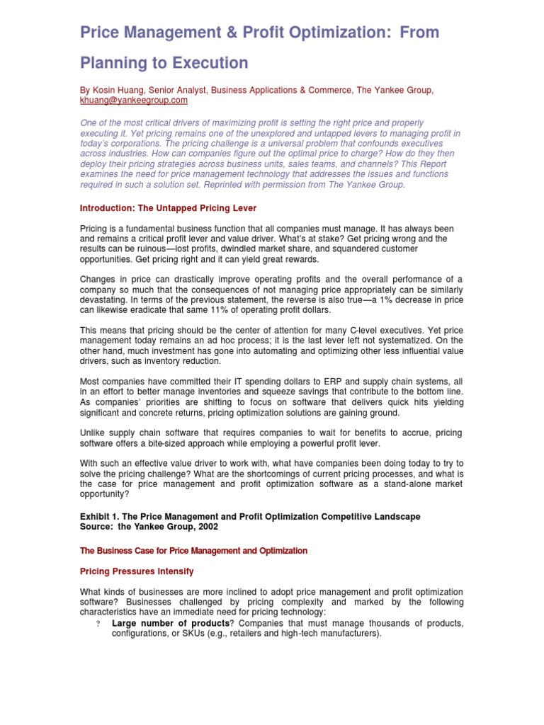 Price Management & Profit Optimization | PDF | Business Process ...