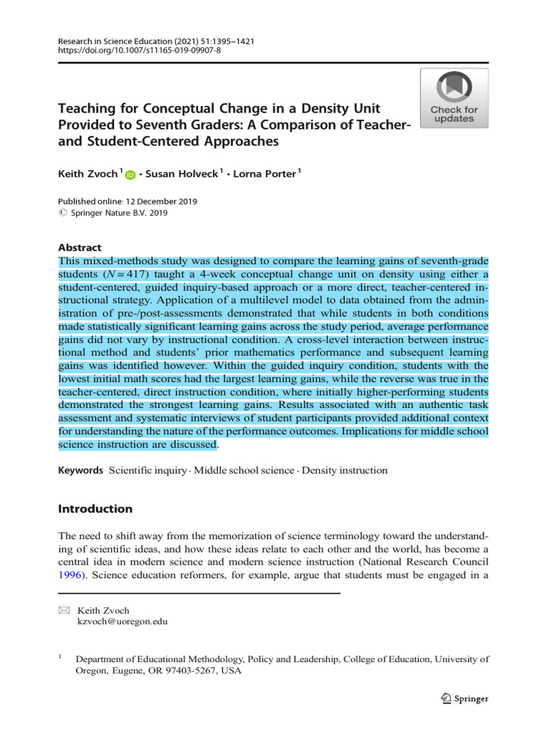 Density Instruction: Inquiry vs. Direct Methods | PDF | Inquiry Based ...