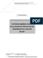 Criterios de Evaluación para Proyectos de Inversión en El Sector Salud