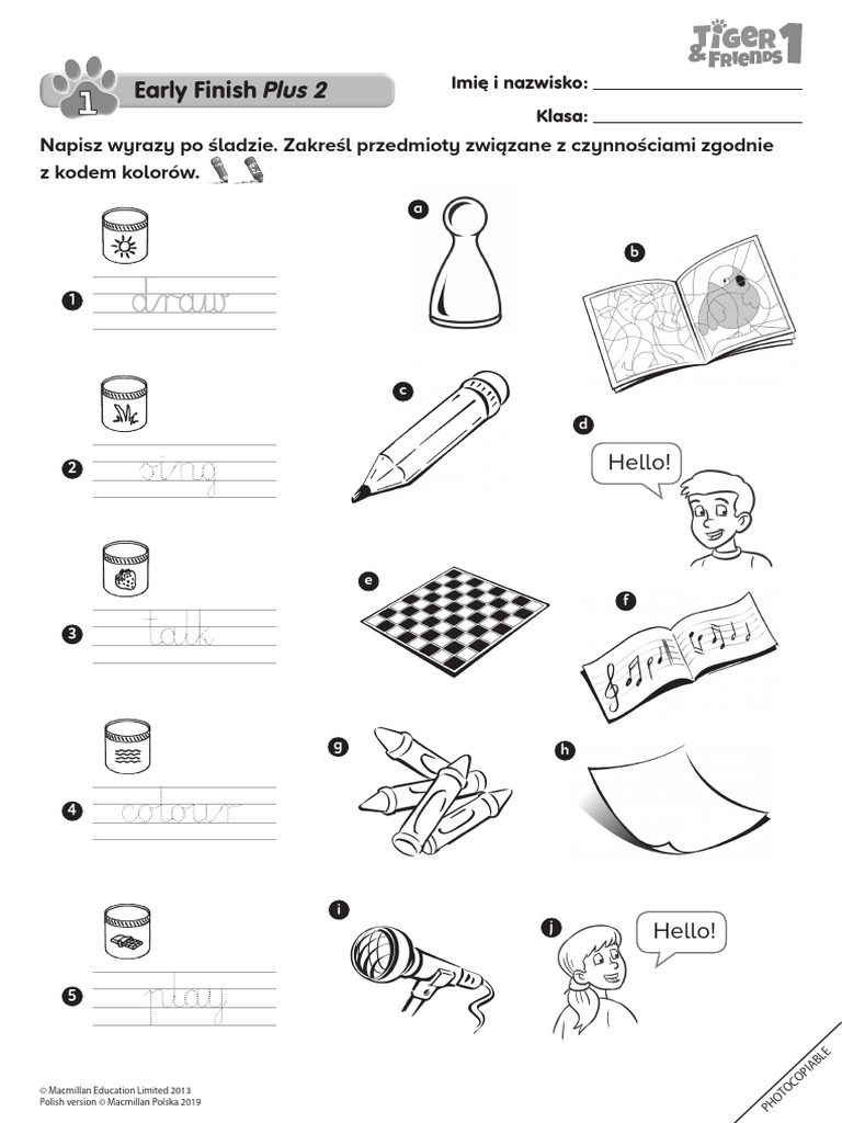 Tiger&Friends - 1 - TRF - Early Finish Plus 2 - Unit 1 | PDF
