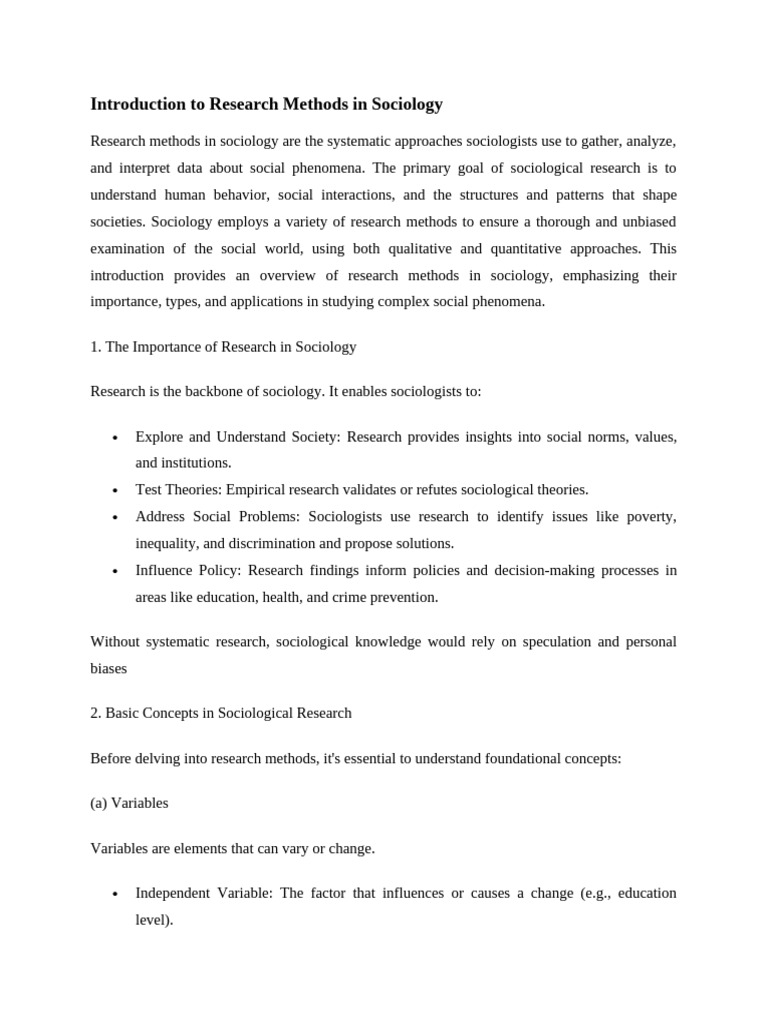 Overview of Sociological Research Methods | PDF | Sociology | Methodology