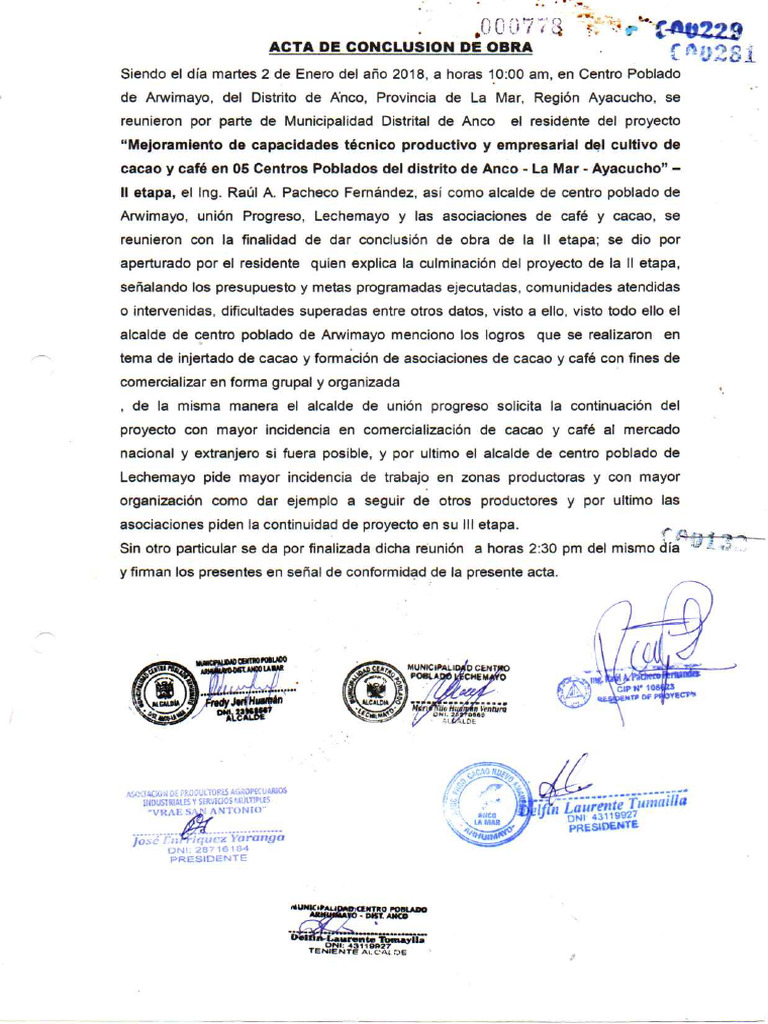Acta de Conclusion Cui 2303170 | PDF