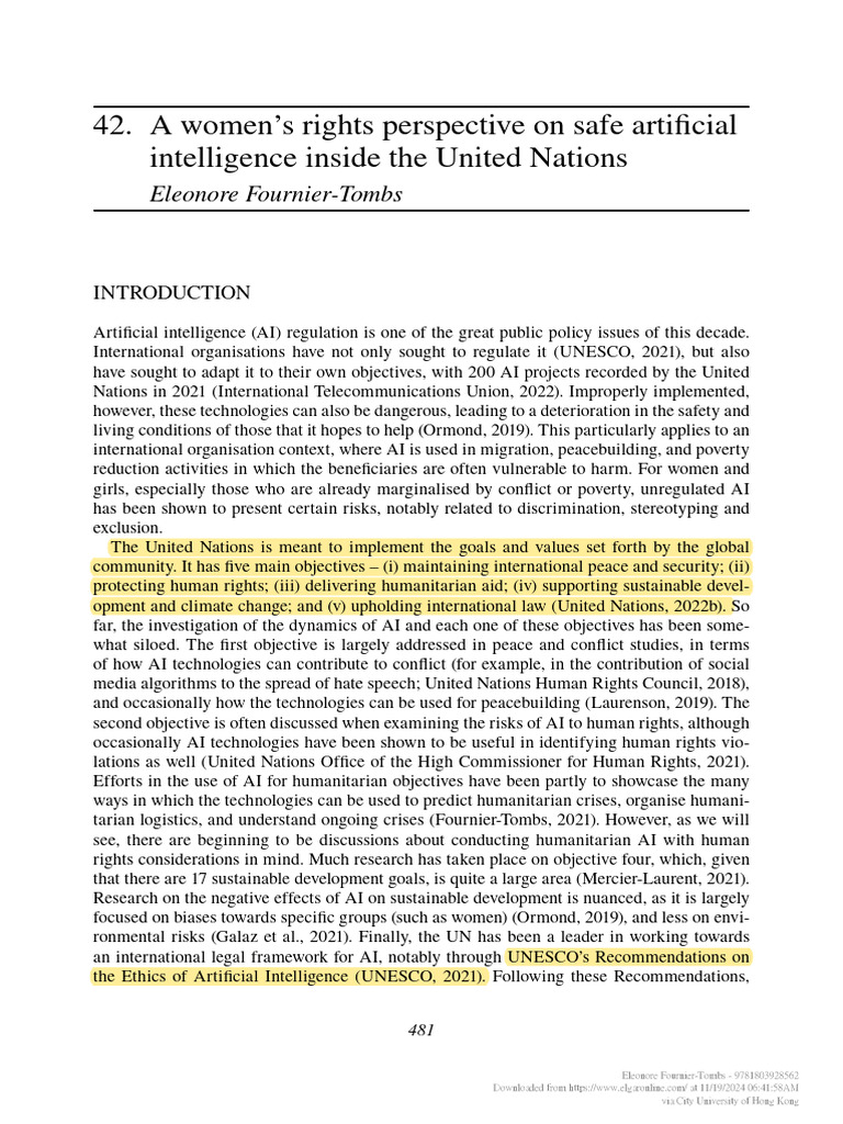 AI Regulation and Women's Rights in the UN | PDF | Artificial ...