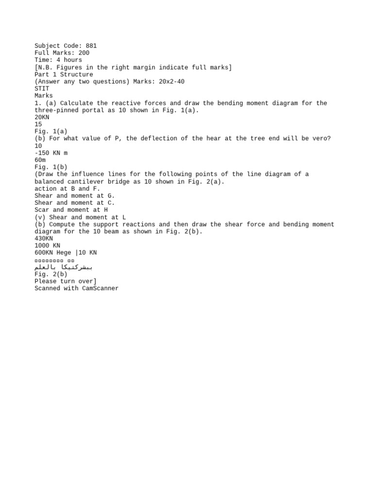Structural Analysis Exam Questions | PDF
