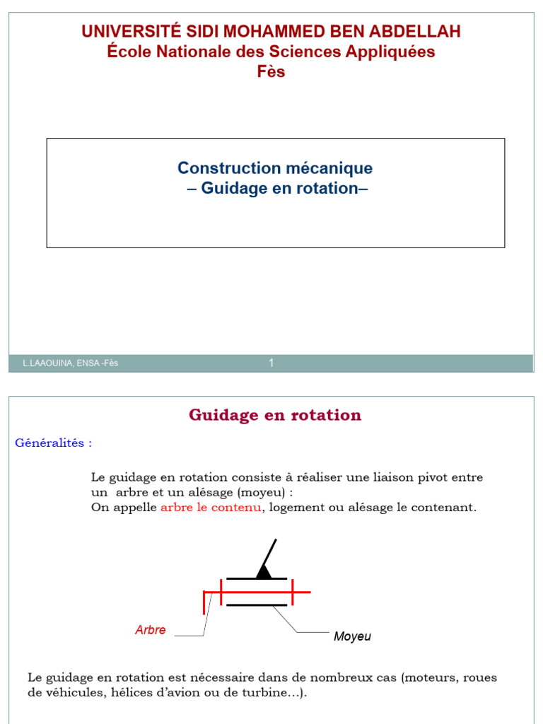 Guidage en rotation : principes et types | PDF | Machine | Friction