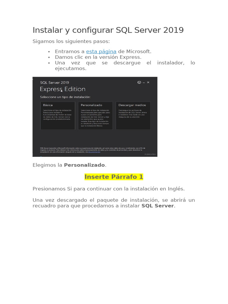 Instalar y Configurar SQL Server 2019 | PDF