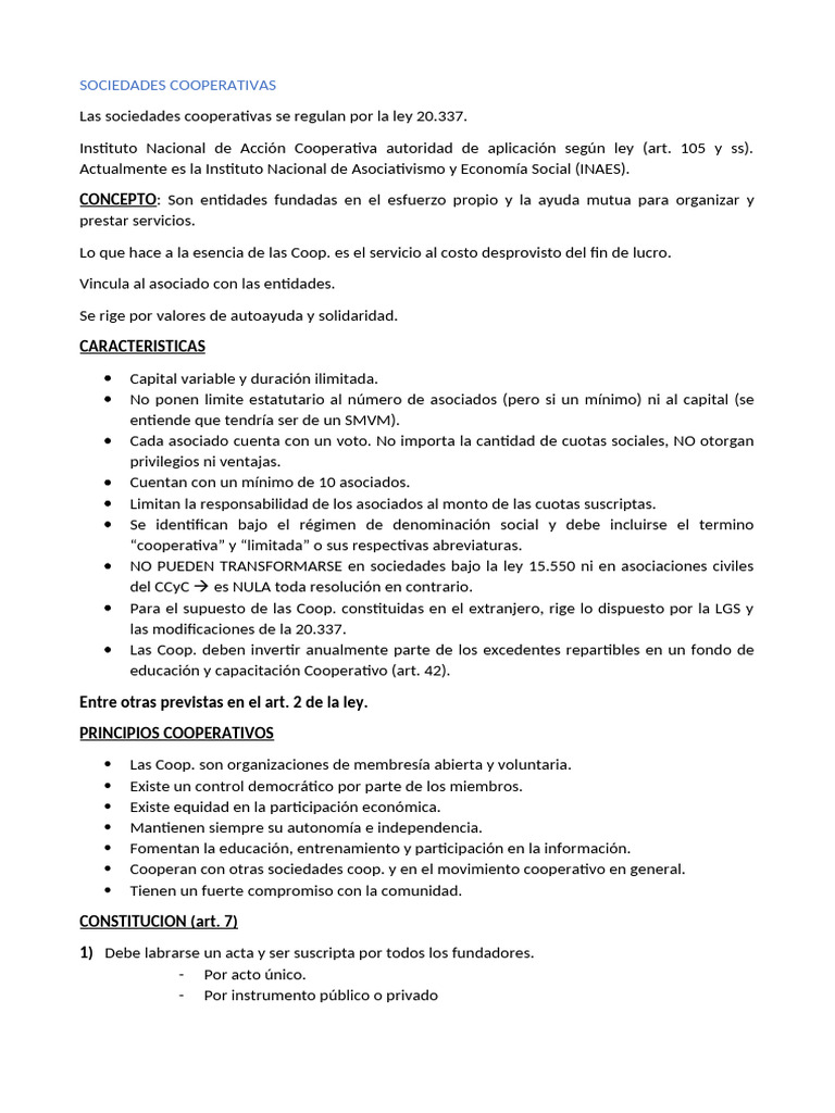 Sociedades Cooperativas | PDF | Sociedad de responsabilidad limitada ...
