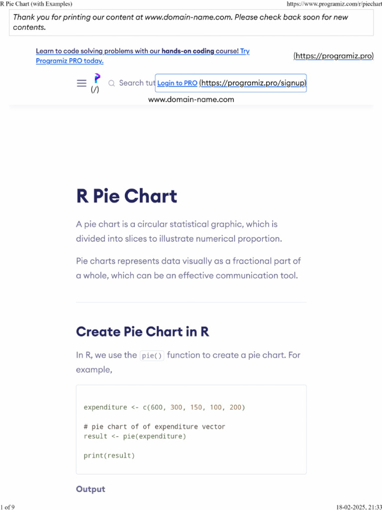 R Pie Chart Tutorial with Examples | PDF