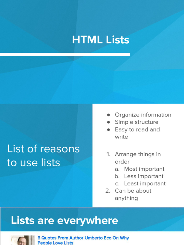 Understanding HTML Lists and Tags | PDF | Html Element | Chocolate