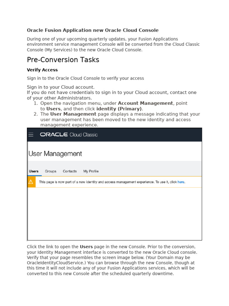 Oracle FUsion Application New Oracle Cloud Console | PDF | Cloud ...