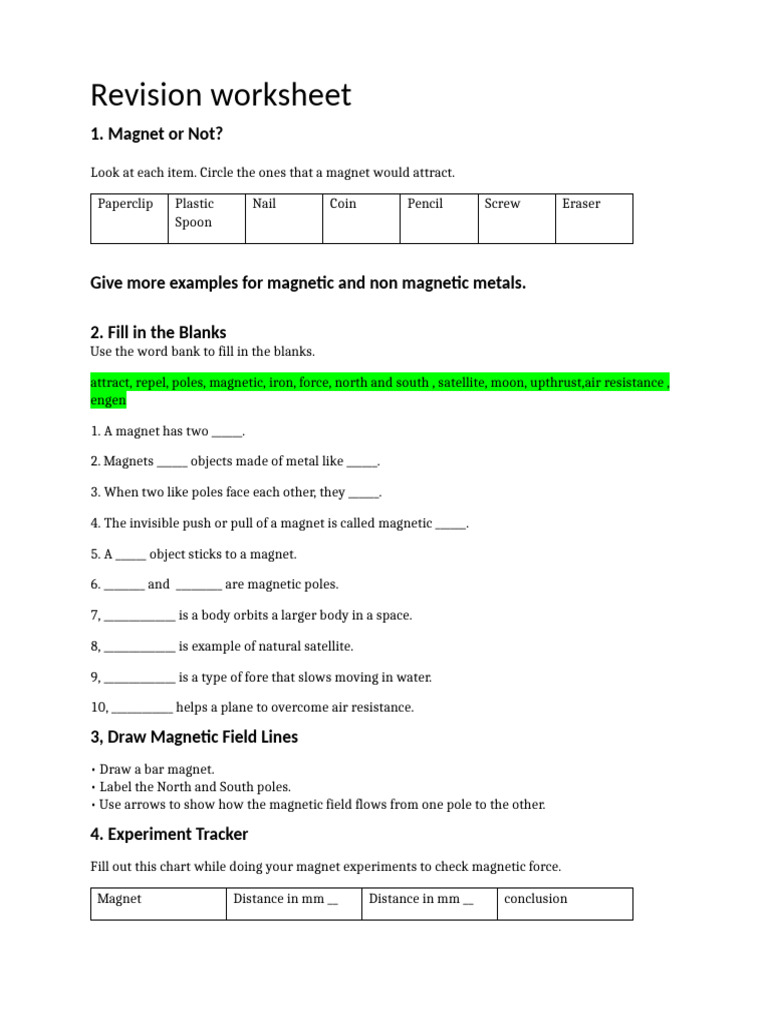 Science Worksheet | PDF