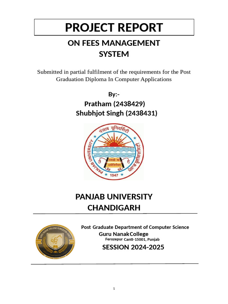 Fees Management System Project Report | PDF | My Sql | Php