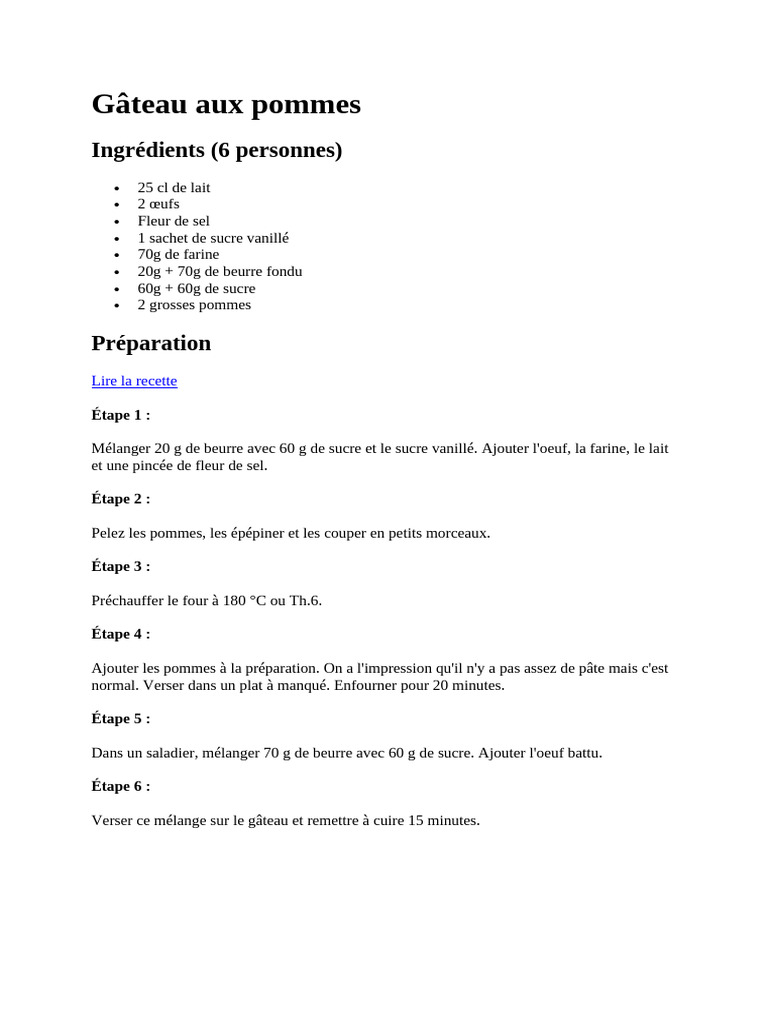 Recettes de Gâteau aux Pommes Moelleux | PDF | Beurre | Soupe
