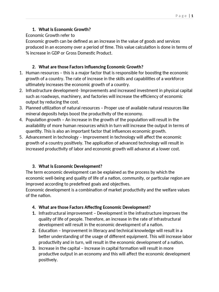 Economic Growth and Development Explained | PDF | Economic Growth ...
