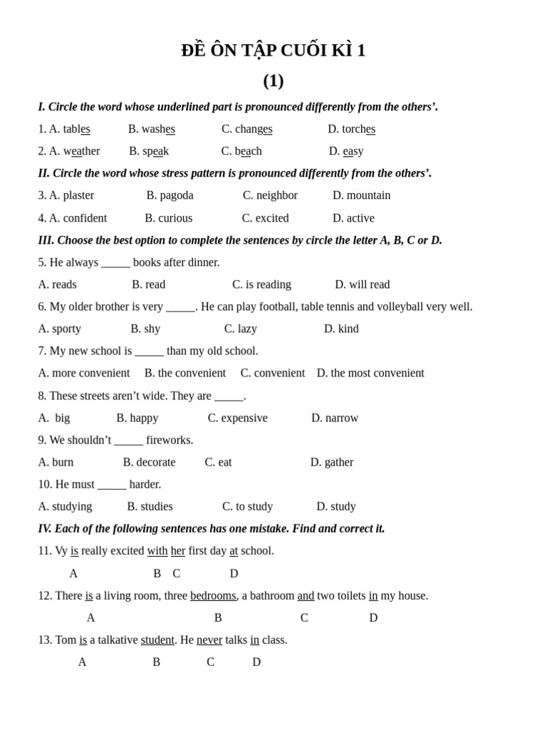 Final Exam Review for English 1 | PDF | York
