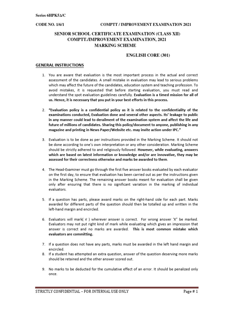 2021 English Core Marking Scheme Guide | PDF | Evaluation | Advertising