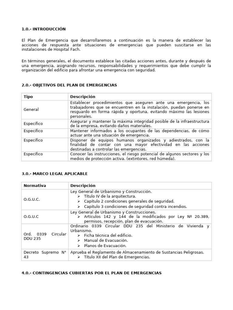 Plan de Emergencias Hospital Fach | PDF | Ambulancia | Primeros auxilios