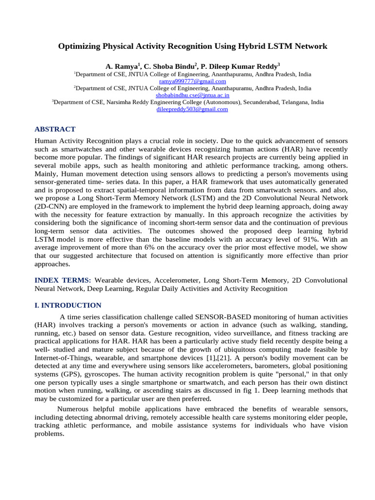 Optimizing Physical Activity Recognition Using LSTM Network | PDF ...