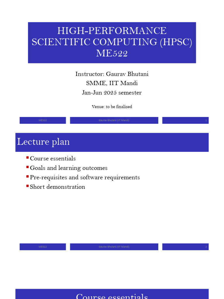 HPC Course Overview by Gaurav Bhutani | PDF | Supercomputer | Multi ...