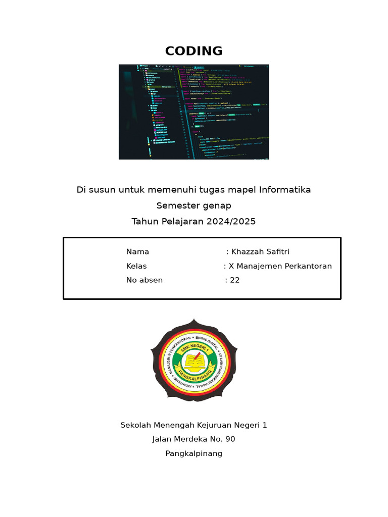 Materi Coding Kelas X SMK 2024/2025 | PDF