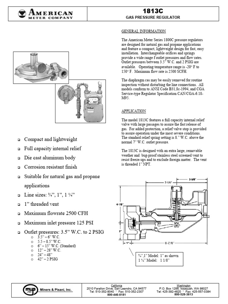 1813C Gas Regulator Specifications | PDF | Plumbing | Mechanical ...