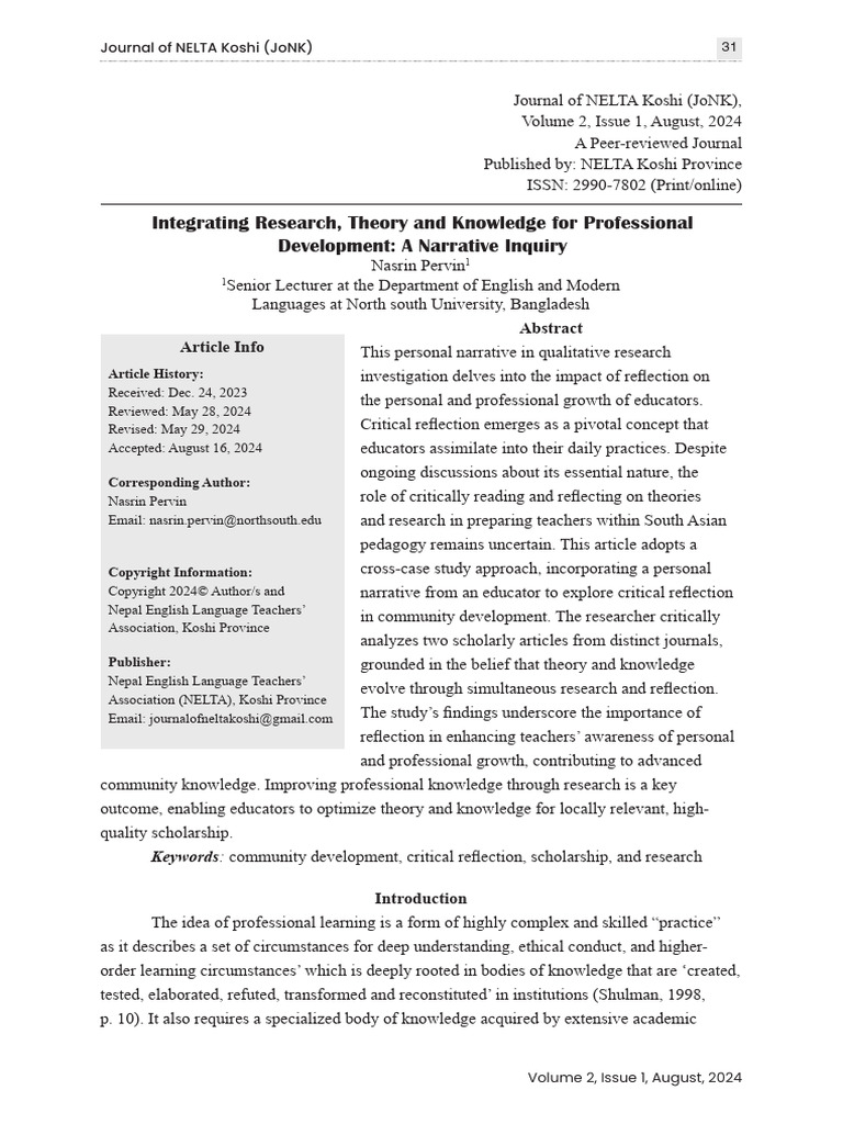Critical Reflection in Educator Growth | PDF | Reflective Practice ...