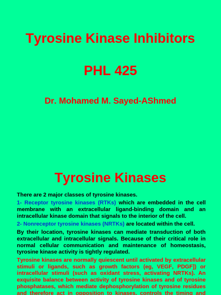 Overview of Tyrosine Kinases and Inhibitors | PDF | Tyrosine Kinase ...