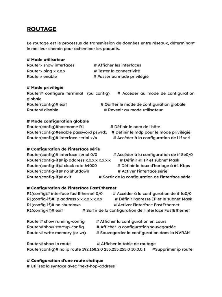 Configuration de Routage et NAT | PDF | Commutateur réseau | Adresse IP