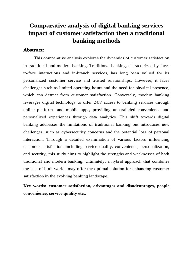 Comparing Digital and Traditional Banking | PDF | Banks | Customer ...